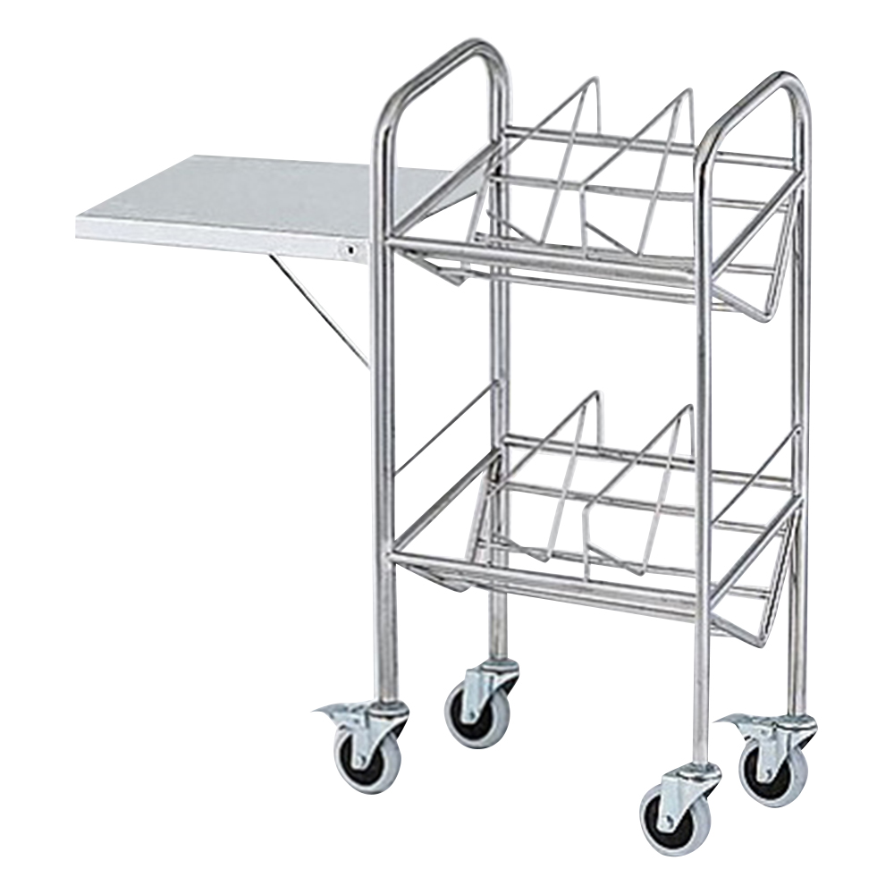 カルテワゴン（パイプタイプ） 540×318×1010mm 補助板付 30P-S