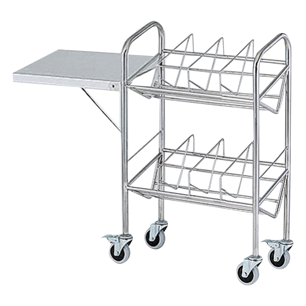 カルテワゴン（パイプタイプ） 670×318×1010mm 補助板付 40P-S