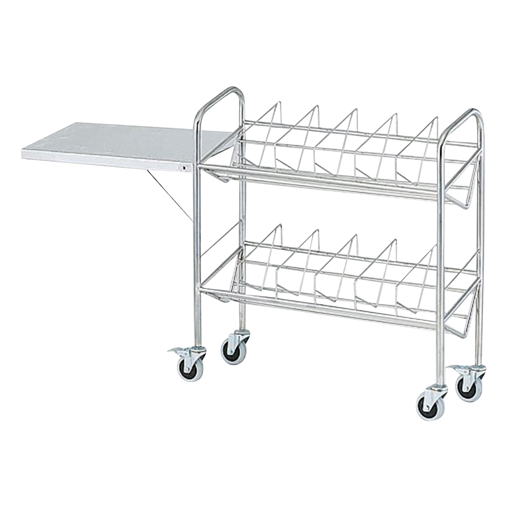 カルテワゴン（パイプタイプ） 970×318×1010mm 補助板付 60P-S