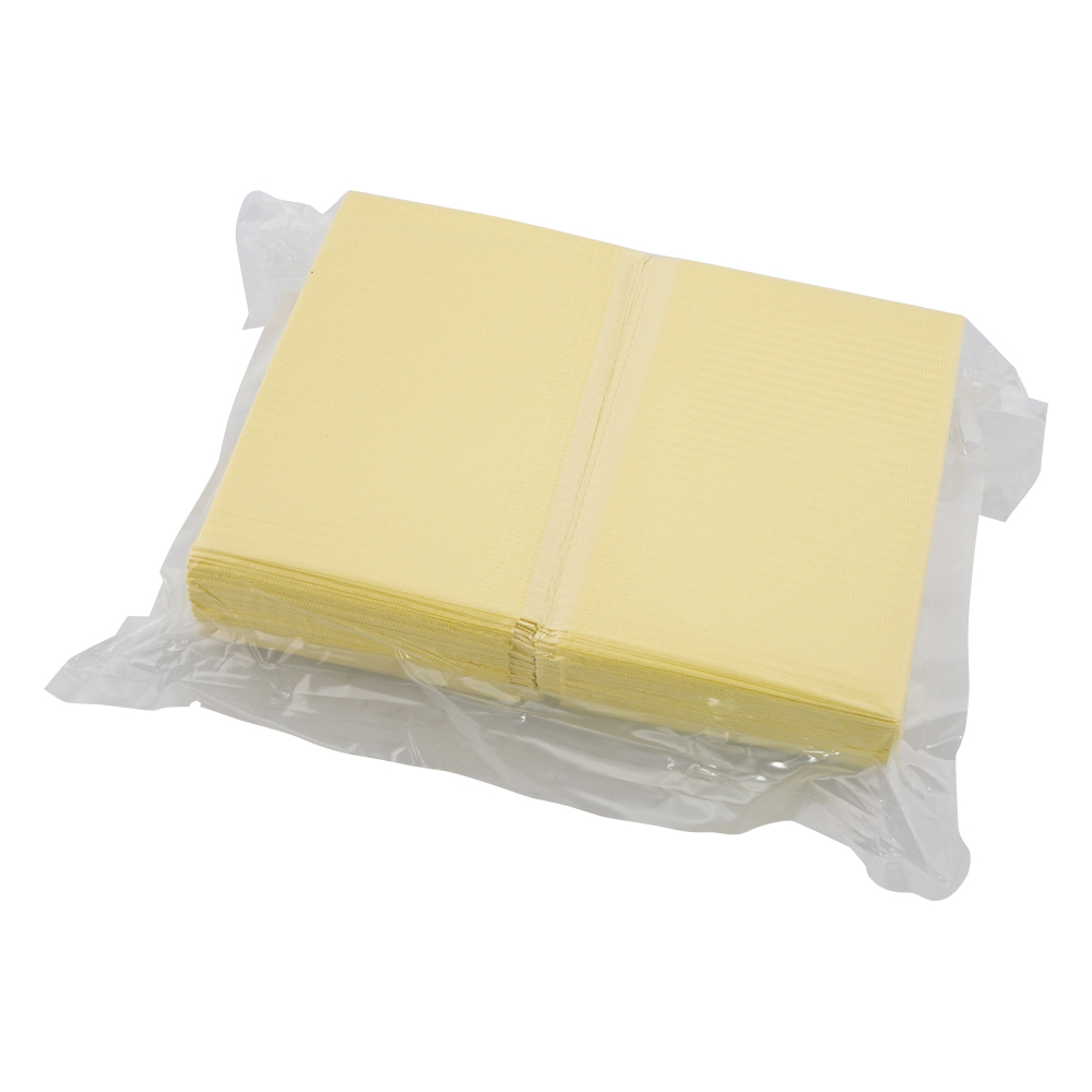 紙エプロン（3層片面防水・エンボス加工タイプ） 500枚入 イエロー 66263