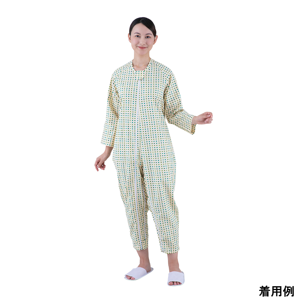 ソフトケアねまき両開きファスナー スリーシーズン みどり L 106404