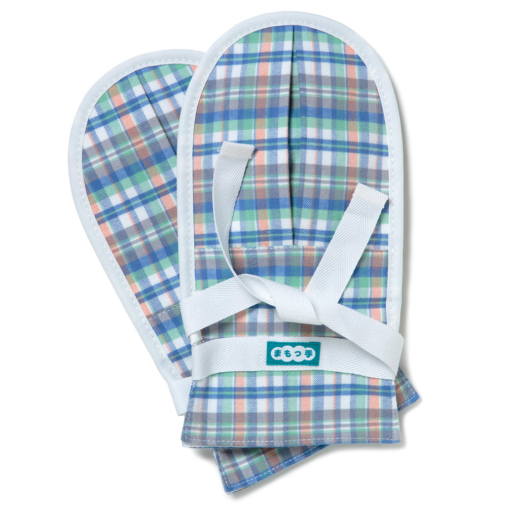 抑制手袋（まもっ手タック付） グリーン系チェック 0656（グリーン系チェック）