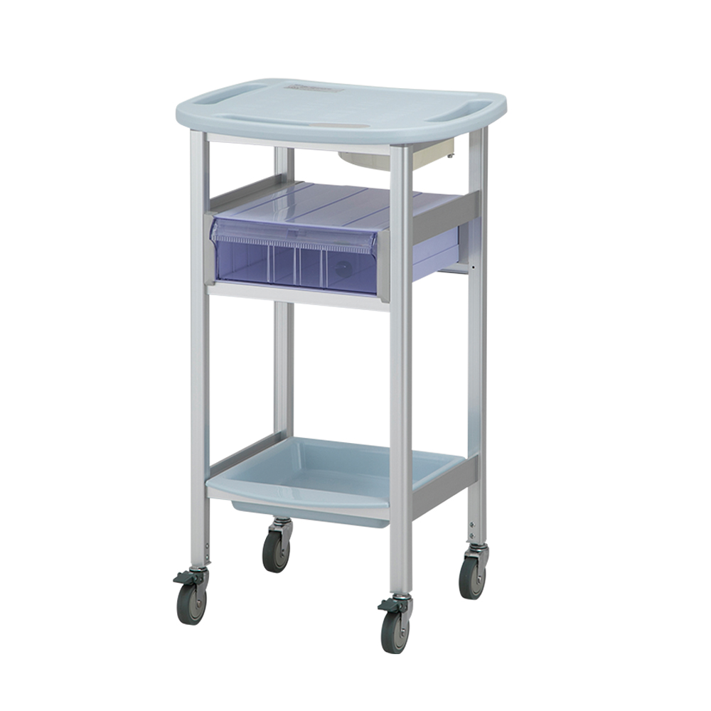 パソコン処置カート 固定式（引出し付き） ブルー AO-KH-B