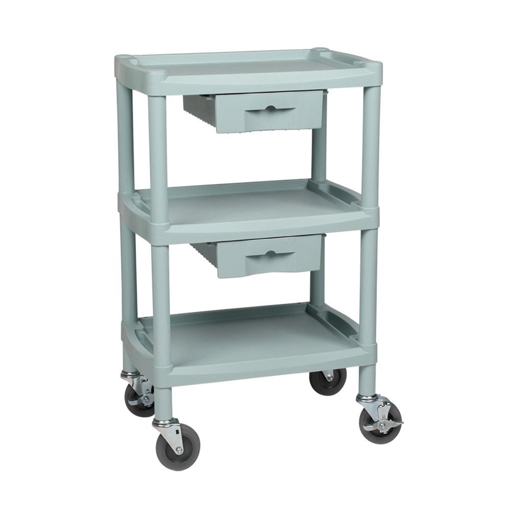 プラスチックワゴン3段 引出し2個付き 560×385×825mm Y101K