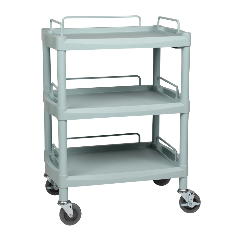 プラスチックワゴン3段 ガードレール付き 655×455×825mm Y201F