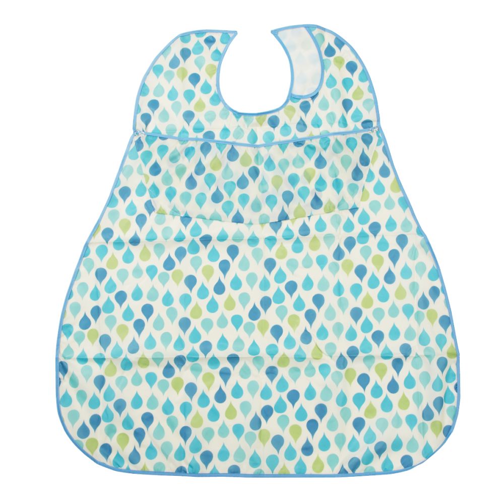 食事用エプロン ソフラピレンエプロンしずく ポケット付き/ブルー 102250