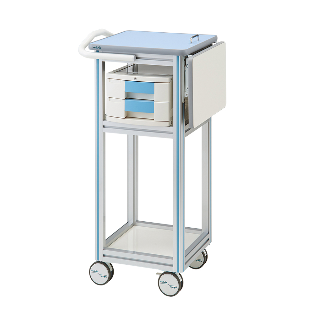 ヨーロピアンカート II（スリムPCカート） 補助天板あり 引出し2段 ブルー ET-BB