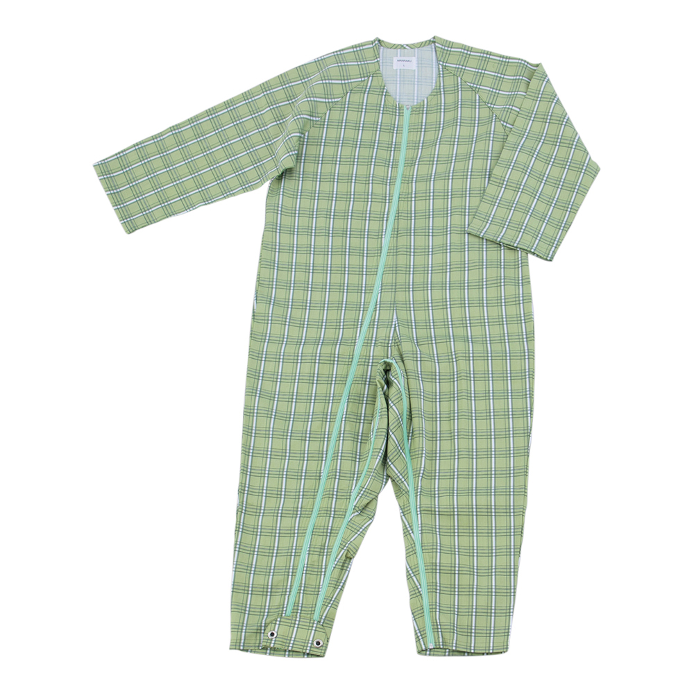 マンラク2型ねまき グリーンチェック L MR-1002