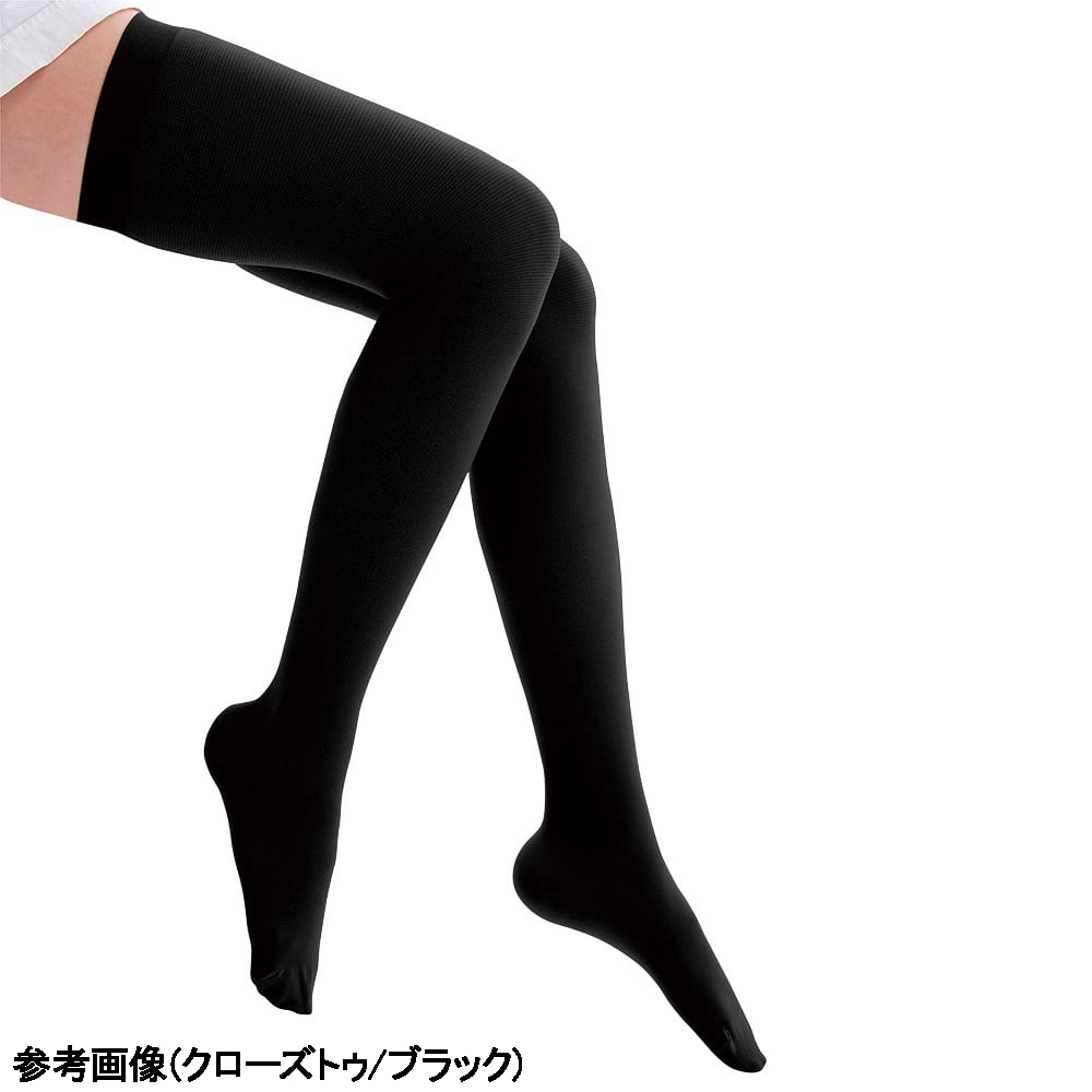 弾性ストッキング(ストッキング)オープントゥ黒 SY-6002BB-L