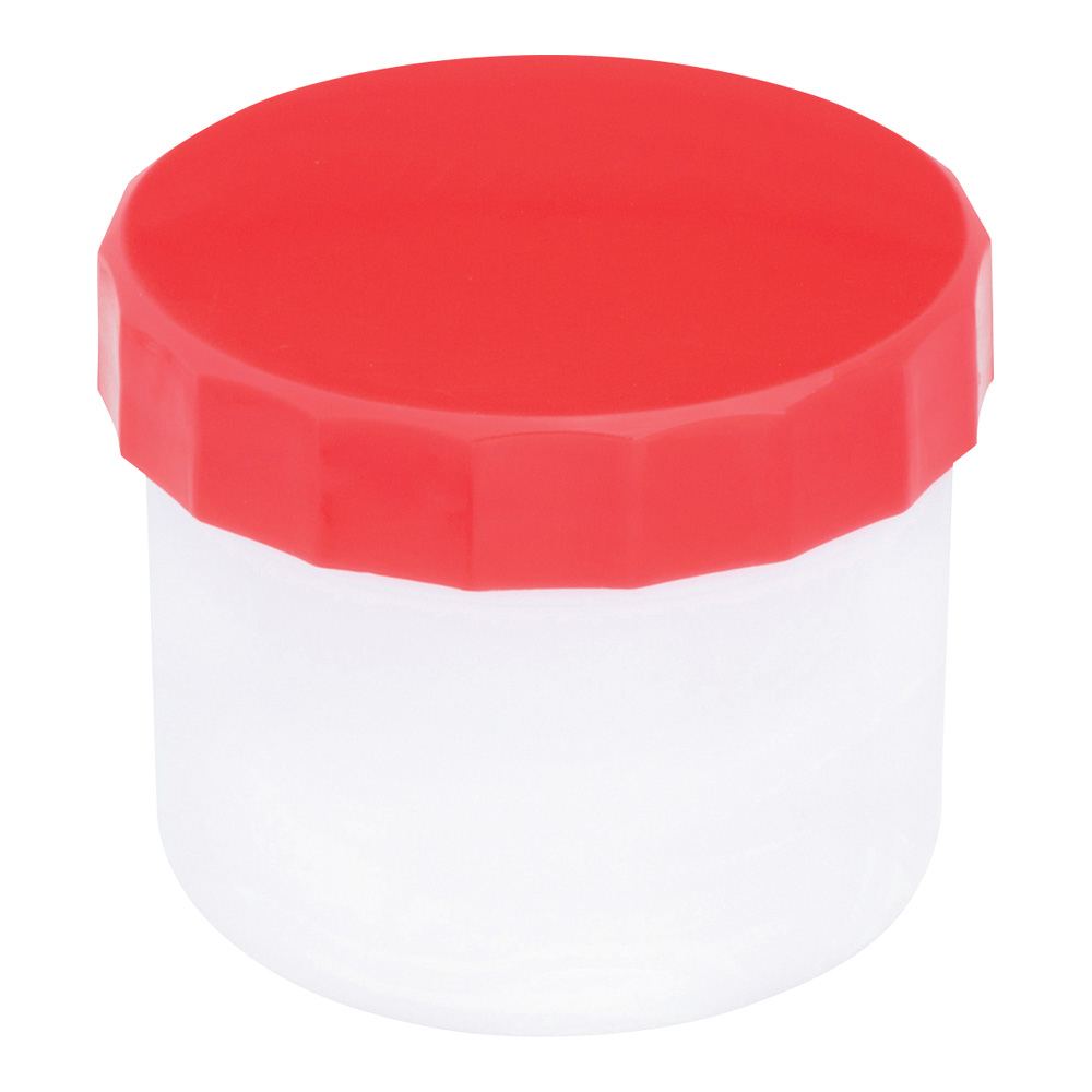 プラ壺（深型・未滅菌） 丸底タイプ 33mL 赤 50個入　33042