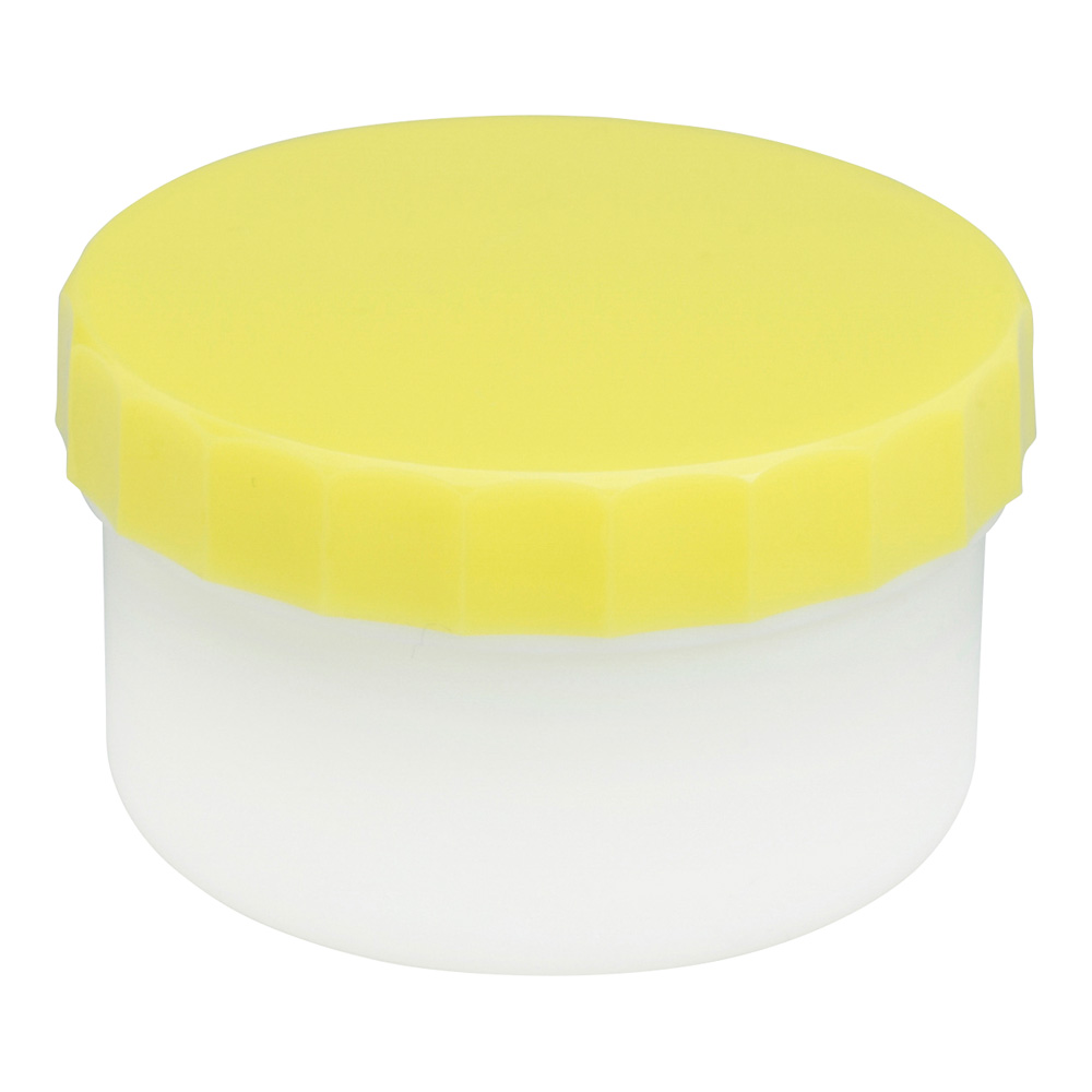 プラ壺（深型・未滅菌） 丸底タイプ 55mL 黄 50個入　33056