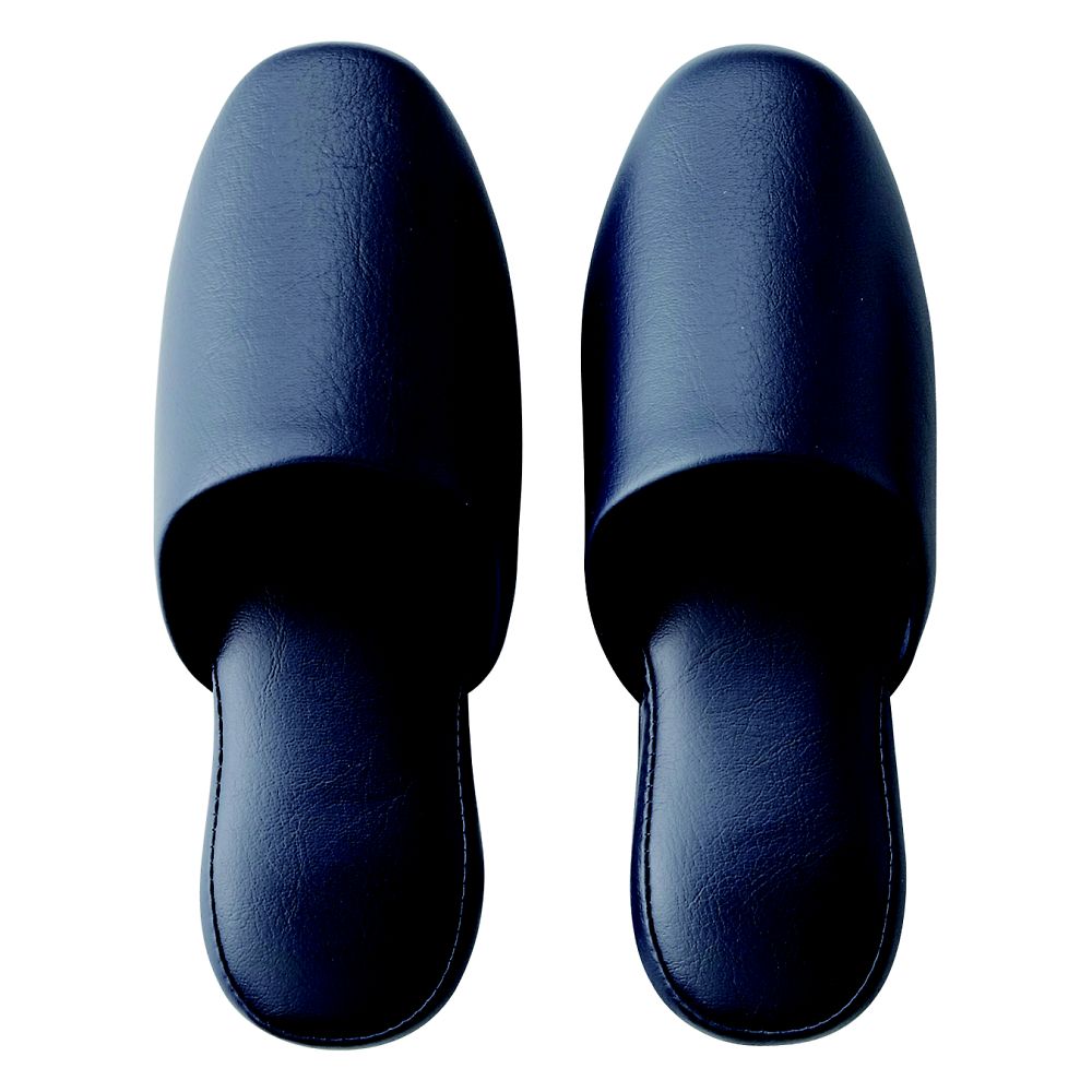シボナシレザー風スリッパ 5足組 ネイビー M 554466