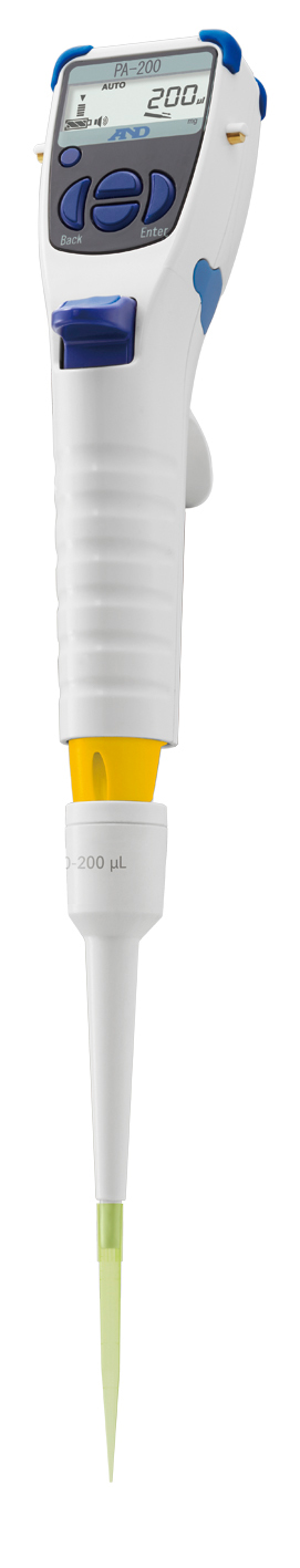 電動マイクロピペット 容量範囲：200μL 0（一般校正書類付・校正ポイント：3点） PA200-00A00