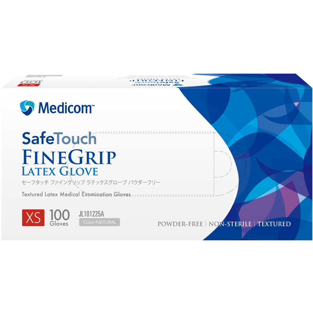 セーフタッチ ファイングリップ ラテックスグローブ パウダーフリー XS 1箱(100枚入) JL101225A
