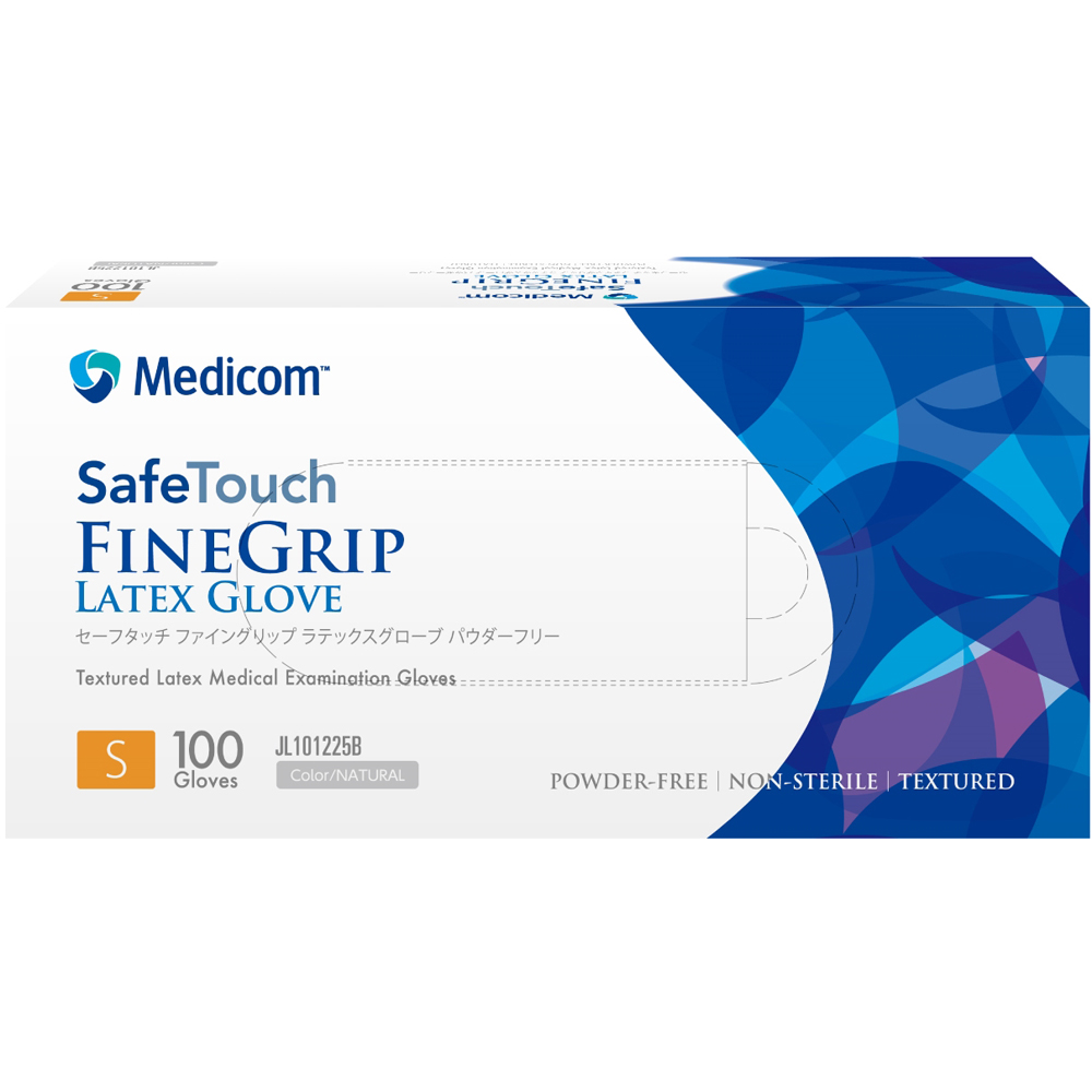 セーフタッチ ファイングリップ ラテックスグローブ パウダーフリー S 1箱(100枚入) JL101225B