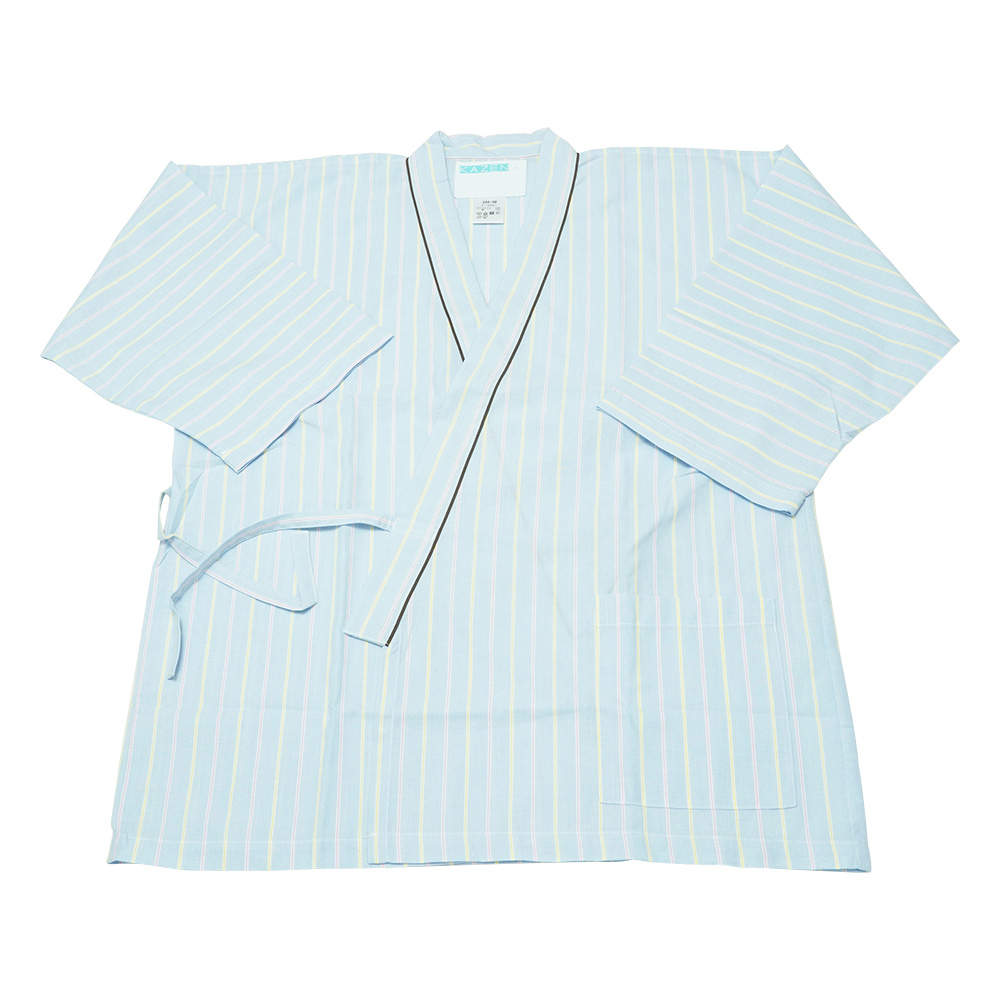 患者衣（上衣・男女兼用） ブルー×ブラウン L 285-98 L