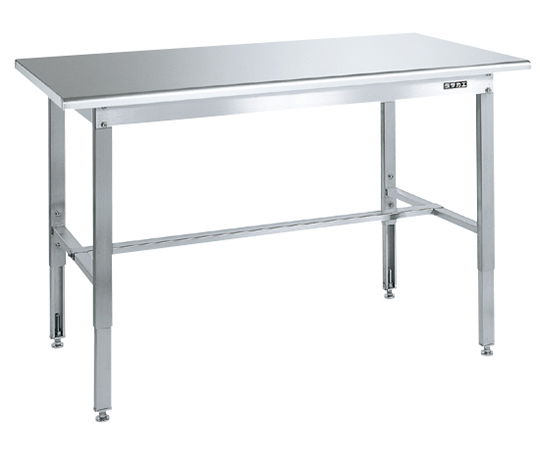 ステンレス高さ調整作業台 （天板R付） W1500×D750×H700～900mm SUT4157R