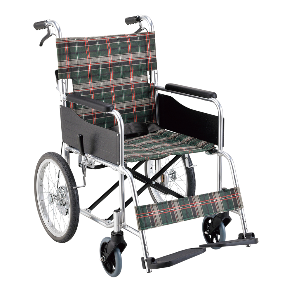 車いす W60×D96.5×H87.5cm グリーンチェック KS30M-40GCS