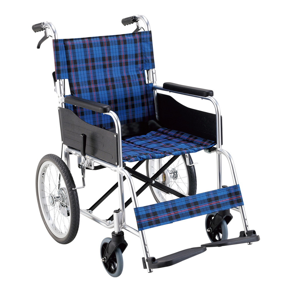 車いす W60×D96.5×H87.5cm ネイビーチェック KS30M-40NCS