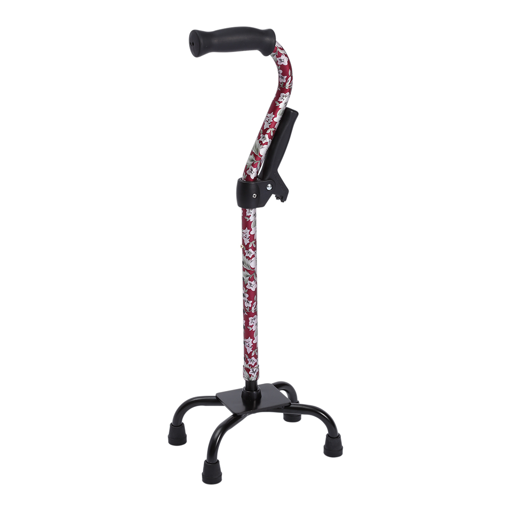 4点杖 補助グリップ付 花柄赤 WB3801
