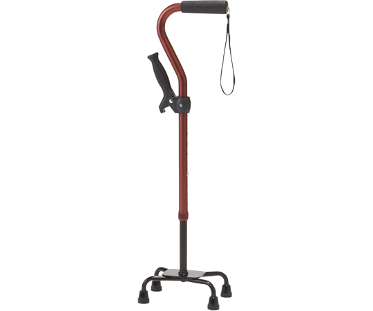 グリップ付4点支柱杖 レッド AQS-10RE