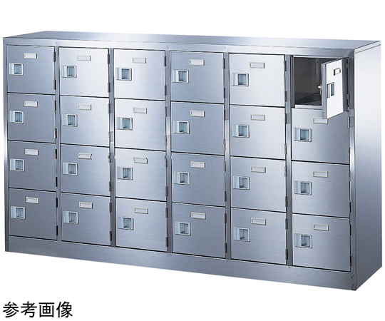 扉付 ステンレスシューズボックス 鍵付 6列4段（24人用） BST-SUS6-4WK
