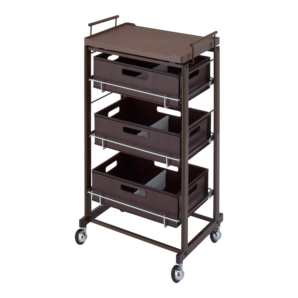 ストッカーワゴン（C-355） 480×350×870mm ブラウン