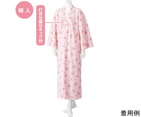 ヒモなし楽々！やわらかワンタッチねまき（婦人）ピンク系 L 800227