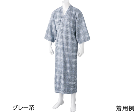 ヒモなし楽々！やわらかワンタッチねまき（紳士）グレー系 L 800228