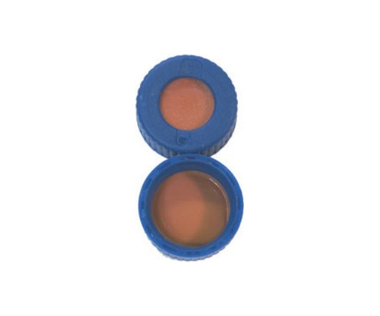 セプタム付 AVCS スクリューキャップ（9-425）1mm 透明/赤/青 100個入 CHSC9-10