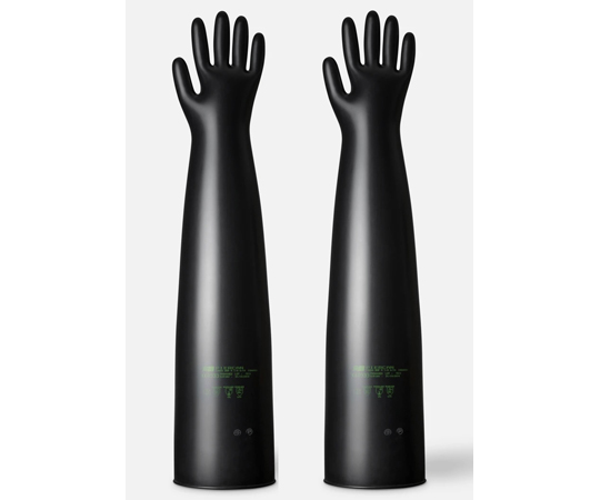 グローブボックス/アイソレーター用ブチル手袋 8ｲﾝﾁ 厚0.6mm ﾊﾝﾄﾞｻｲｽﾞ9.5inch 長さ800㎜  18800BHP9.5E65