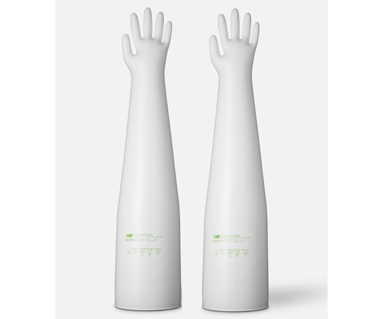 グローブボックス/アイソレーター用ﾊｲﾊﾟﾛﾝ(CSM)手袋 8ｲﾝﾁ 薄0.4mm ﾊﾝﾄﾞｻｲｽﾞ8.5inch 長さ800㎜ 18800Y8.5E45