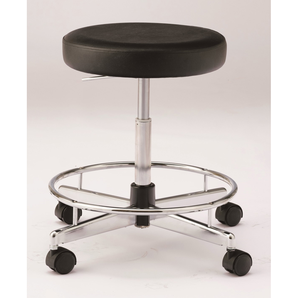 導電チェア・厚座スツールタイプ・足掛けリング付き ブラック CA-E25L-Z