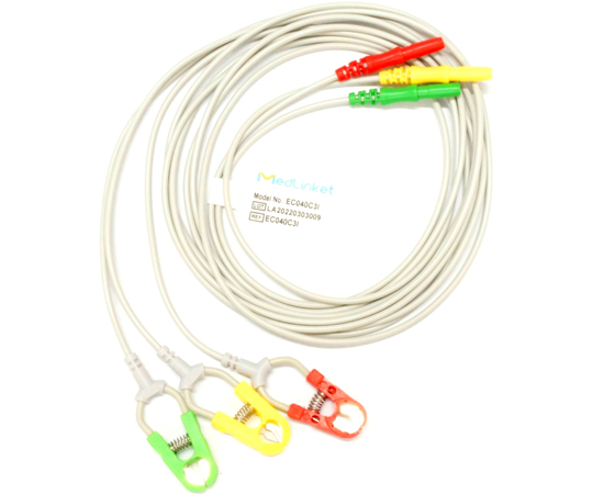 BSリユーザブルECGリード線 DIN 42802コネクタ付き中継ケーブル用 3線 EC040C3I
