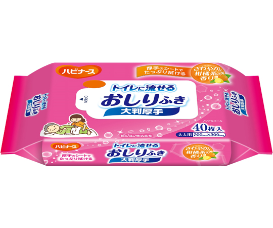 トイレに流せるおしりふき 大判厚手 1袋（40枚入） 1005634