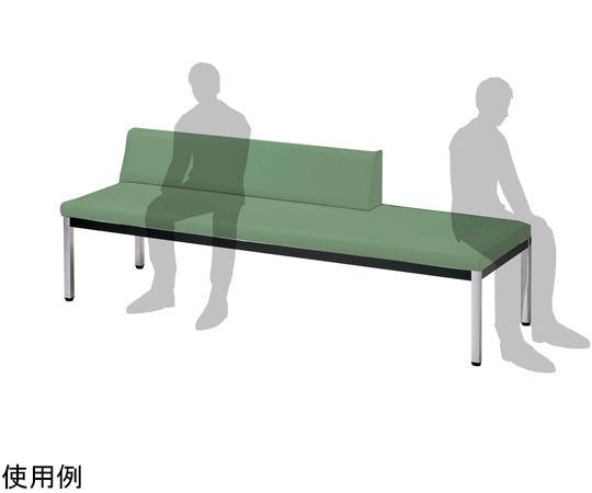 福祉・医療施設向ロビーチェアー 抗菌 カーキグリーン 1800×570×615mm ZRM-18AR-KG