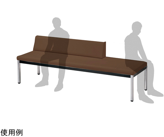 福祉・医療施設向ロビーチェアー 抗菌 モカブラウン 1800×570×615mm ZRM-18AR-MB