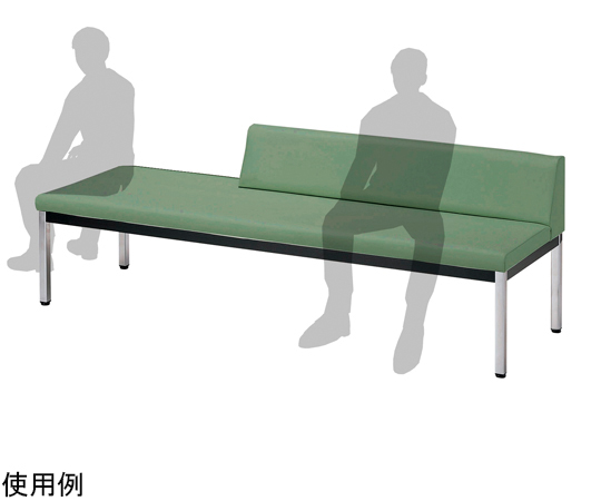 福祉・医療施設向ロビーチェアー 抗菌 カーキグリーン 1800×570×615mm ZRM-18AL-KG