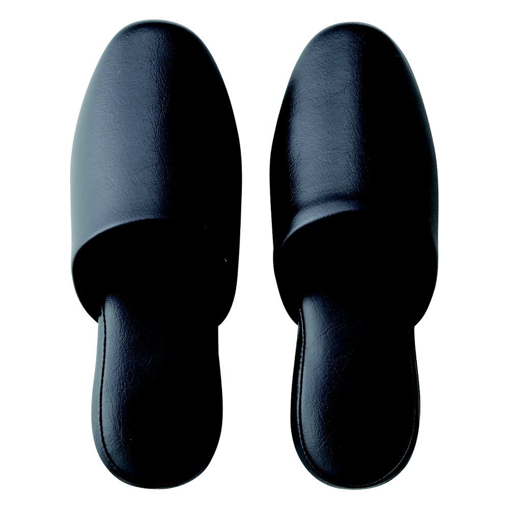 シボナシレザー風スリッパ 5足組 ブラック L 560962