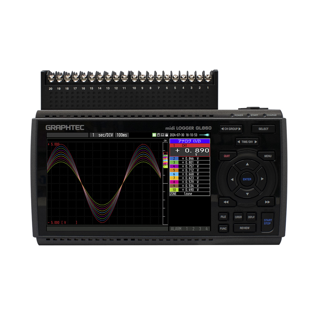 データロガー本体と20ch高耐圧高精度ネジ端子のセット GL860／B-565